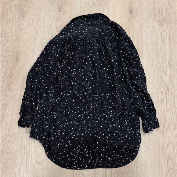 Frame small 100% Silk Women's Black Star Print Blouse - Picture 8 of 9